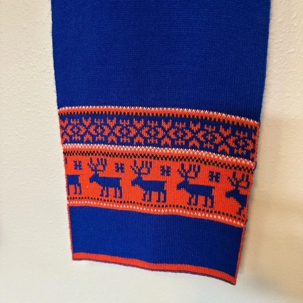 PENFIELD Nordic Deer‎ Design Knit Winter Scarf Logo Cobalt Blue Orange